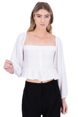 Blusa manga larga abullonada botones sold by Shasa