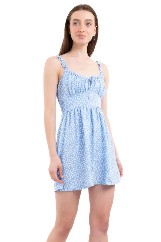 Vestido mini tirantes plisados flores sold by Shasa