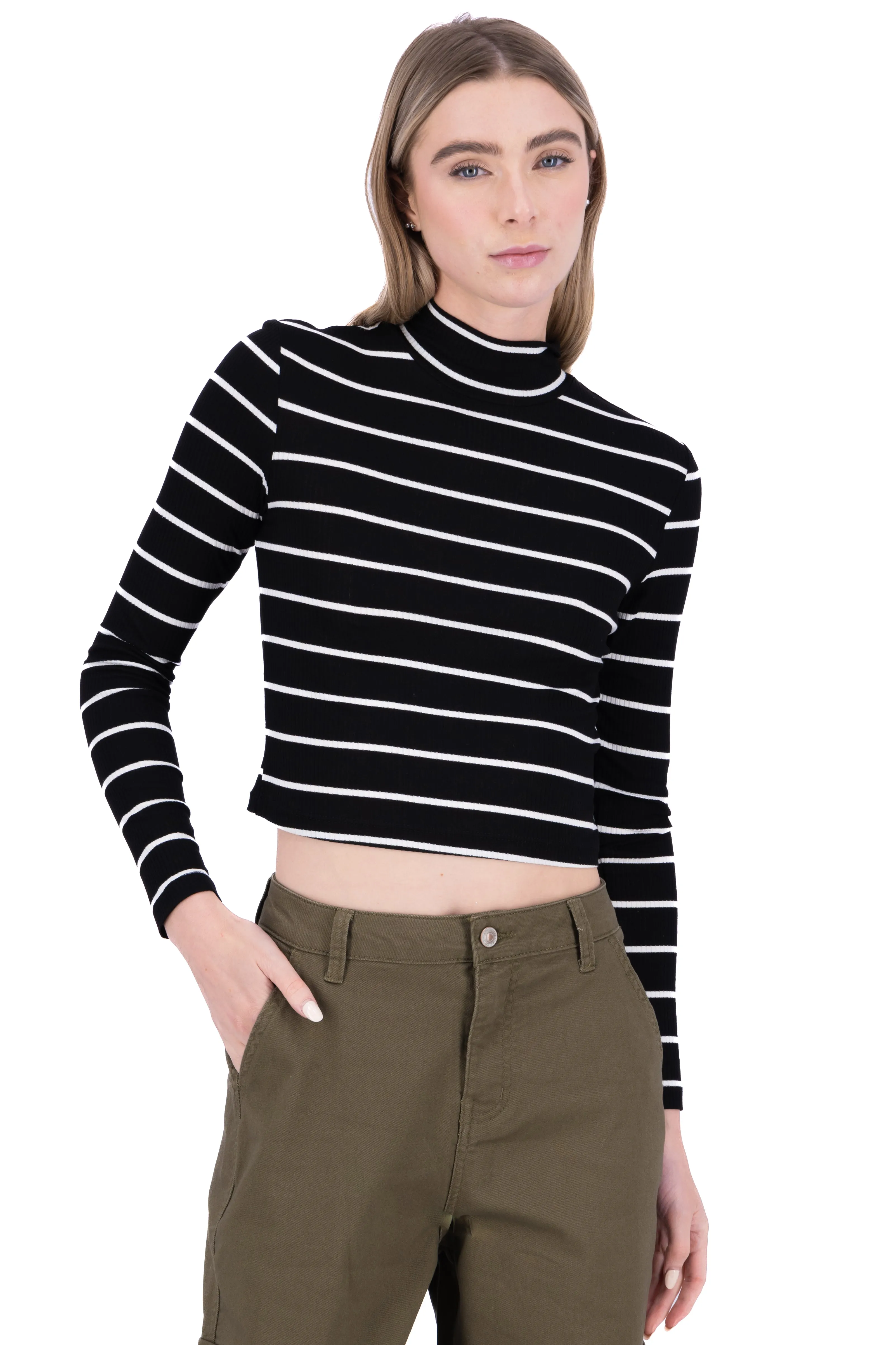 Top acanalado cuello alto líneas sold by Shasa