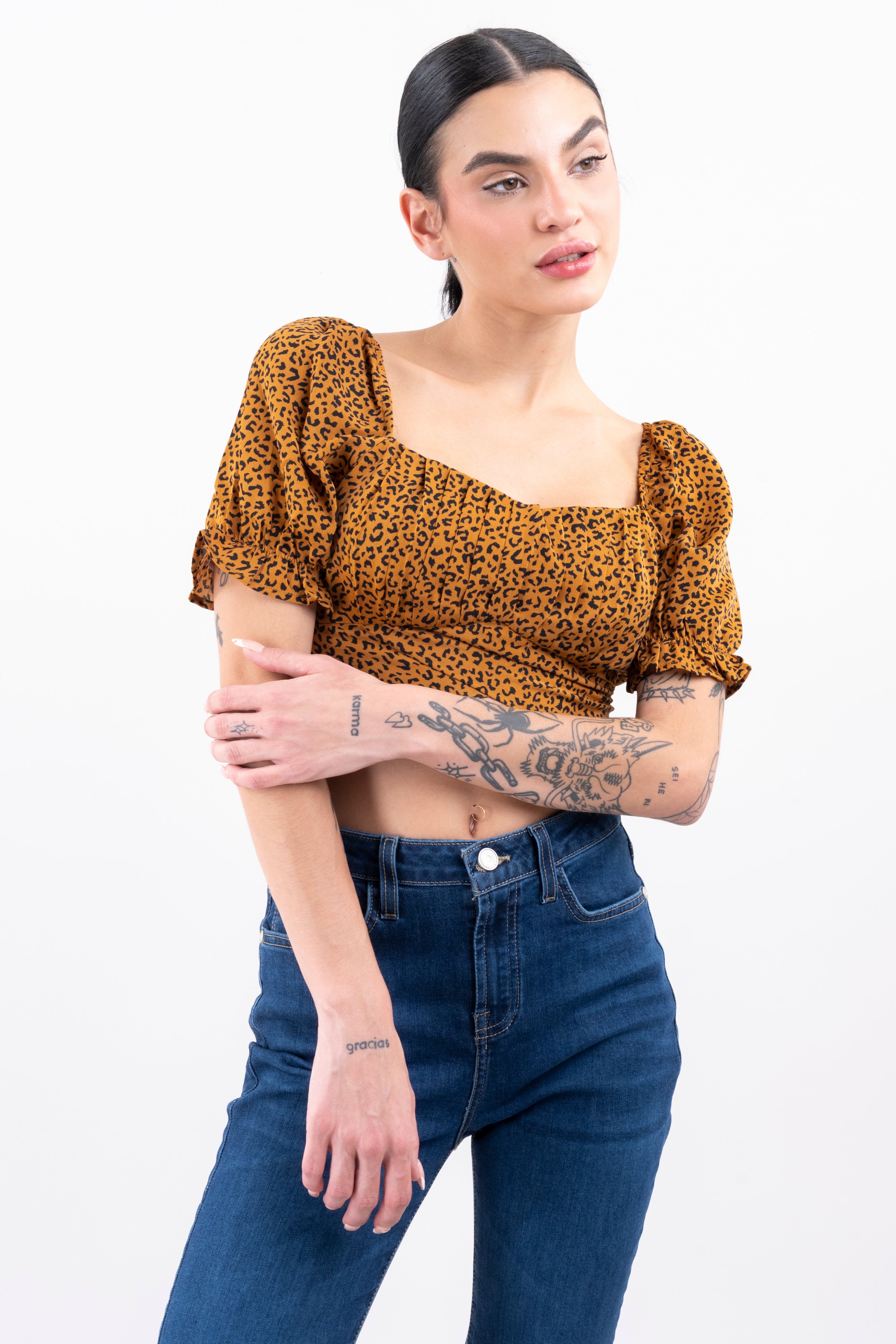 Top crop animal print sold by Shasa