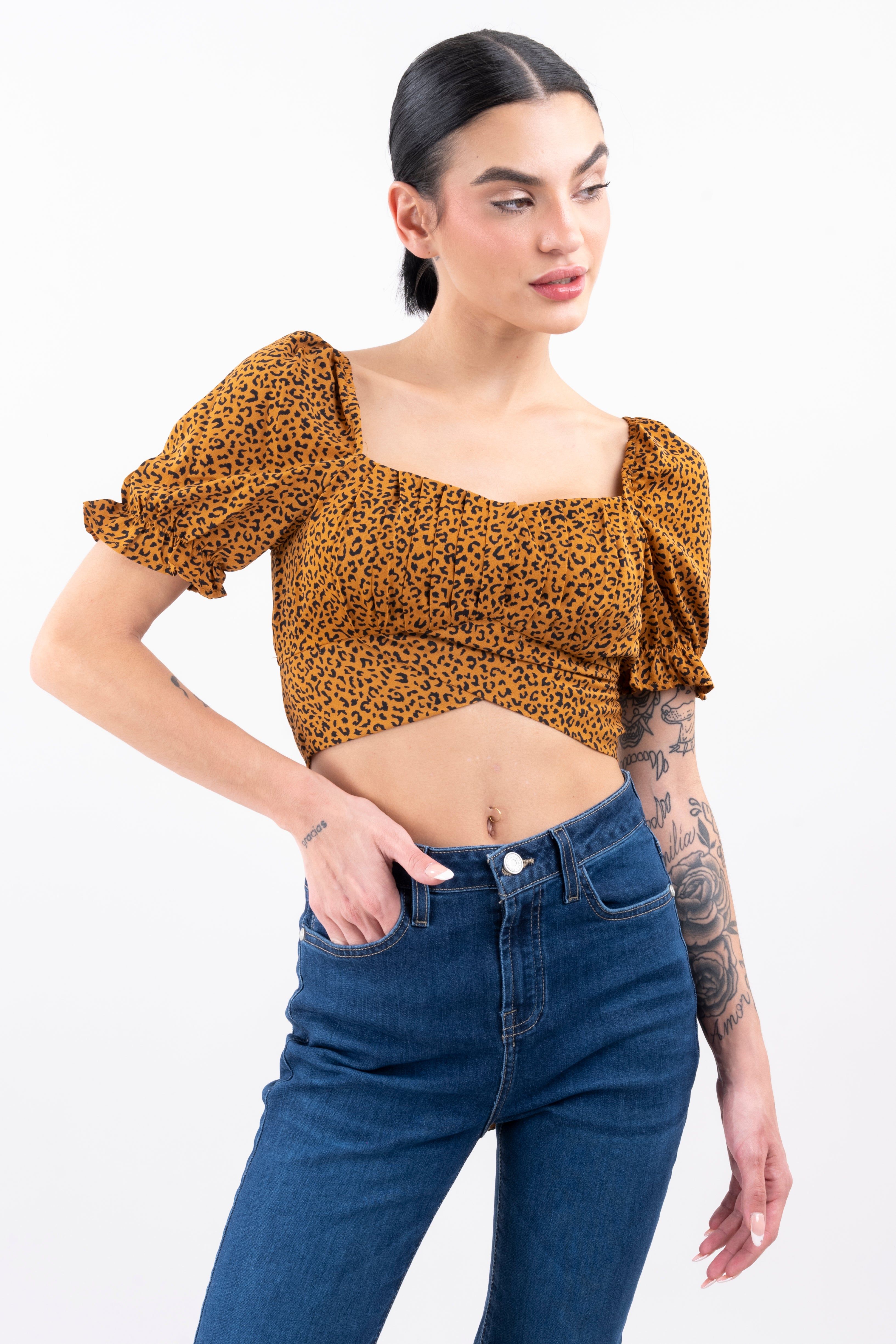 Top crop animal print sold by Shasa product image thumbnail 2