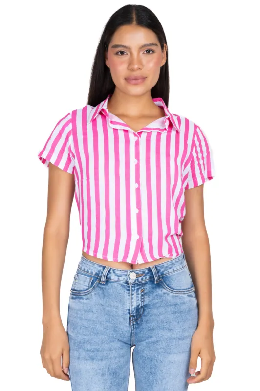 Camisa crop rayas nudo sold by Shasa