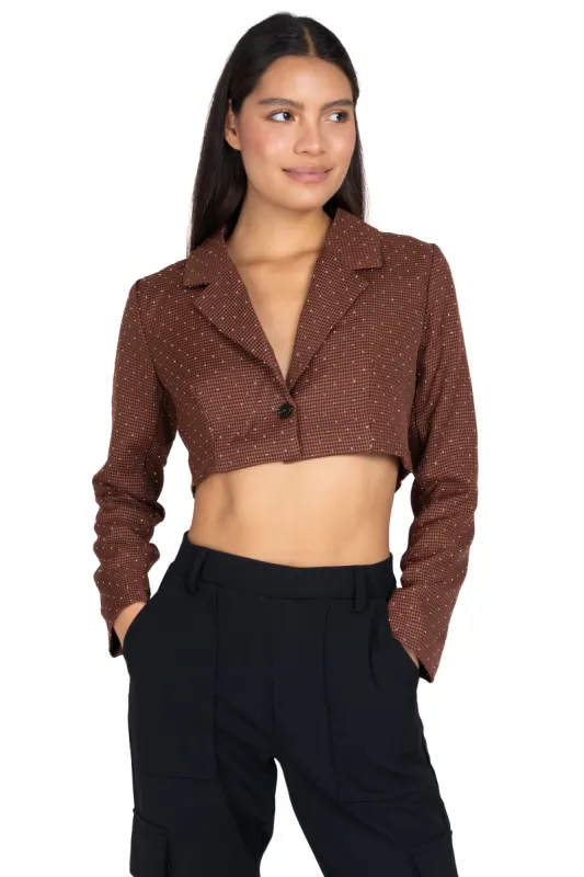 Saco crop cuadros brillos sold by Shasa