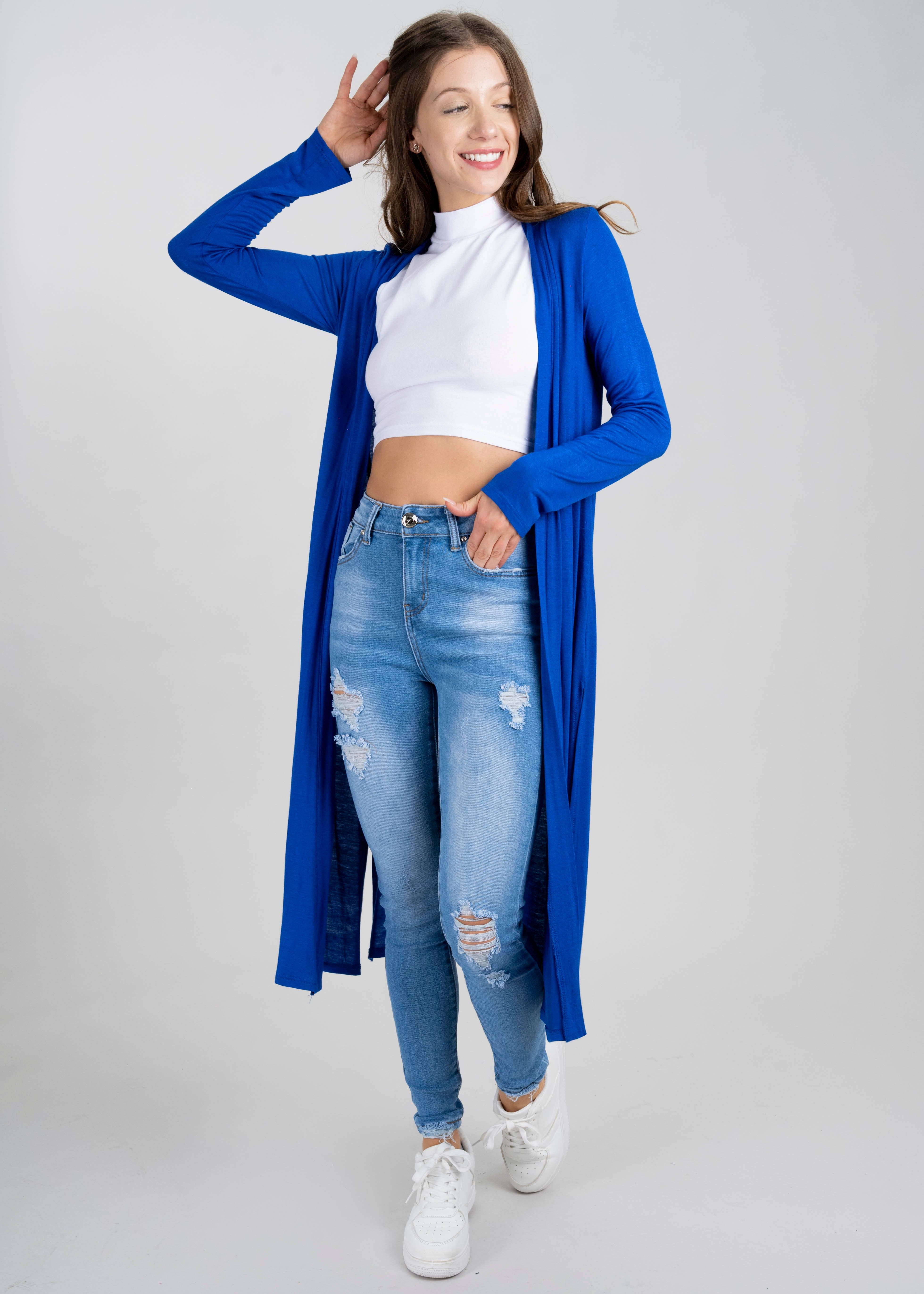 Cárdigan largo aberturas laterales sold by Shasa