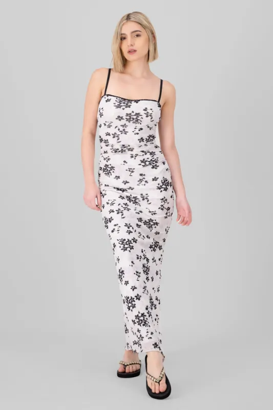 Vestido maxi drapeado flores sold by Shasa