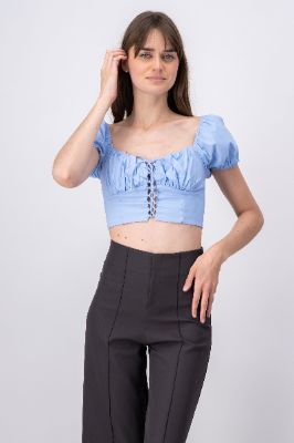 Top crop lace up monocolor sold by Shasa