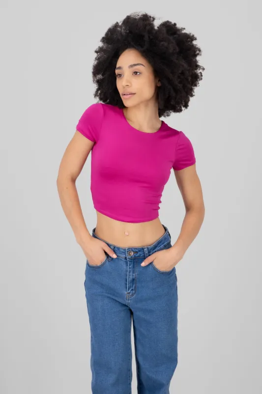 Top de doble tela con manga corta lisa sold by Shasa