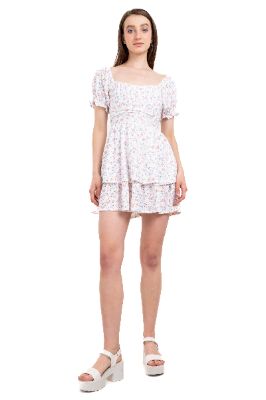 Vestido mini manga corta flores sold by Shasa