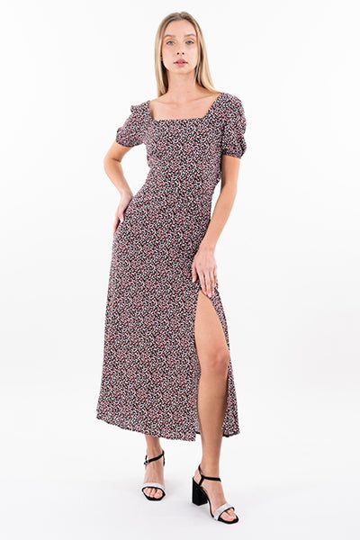 Vestido maxi flores abertura sold by Shasa