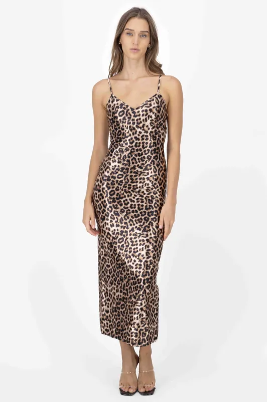 【604SERVICE】24ss LEOPARD MESH SLIP DRESS Leopard Mesh Slip Dress – L'Oeuvre
