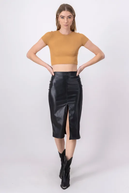 Falda Midi Efecto Piel Abertura sold by Shasa