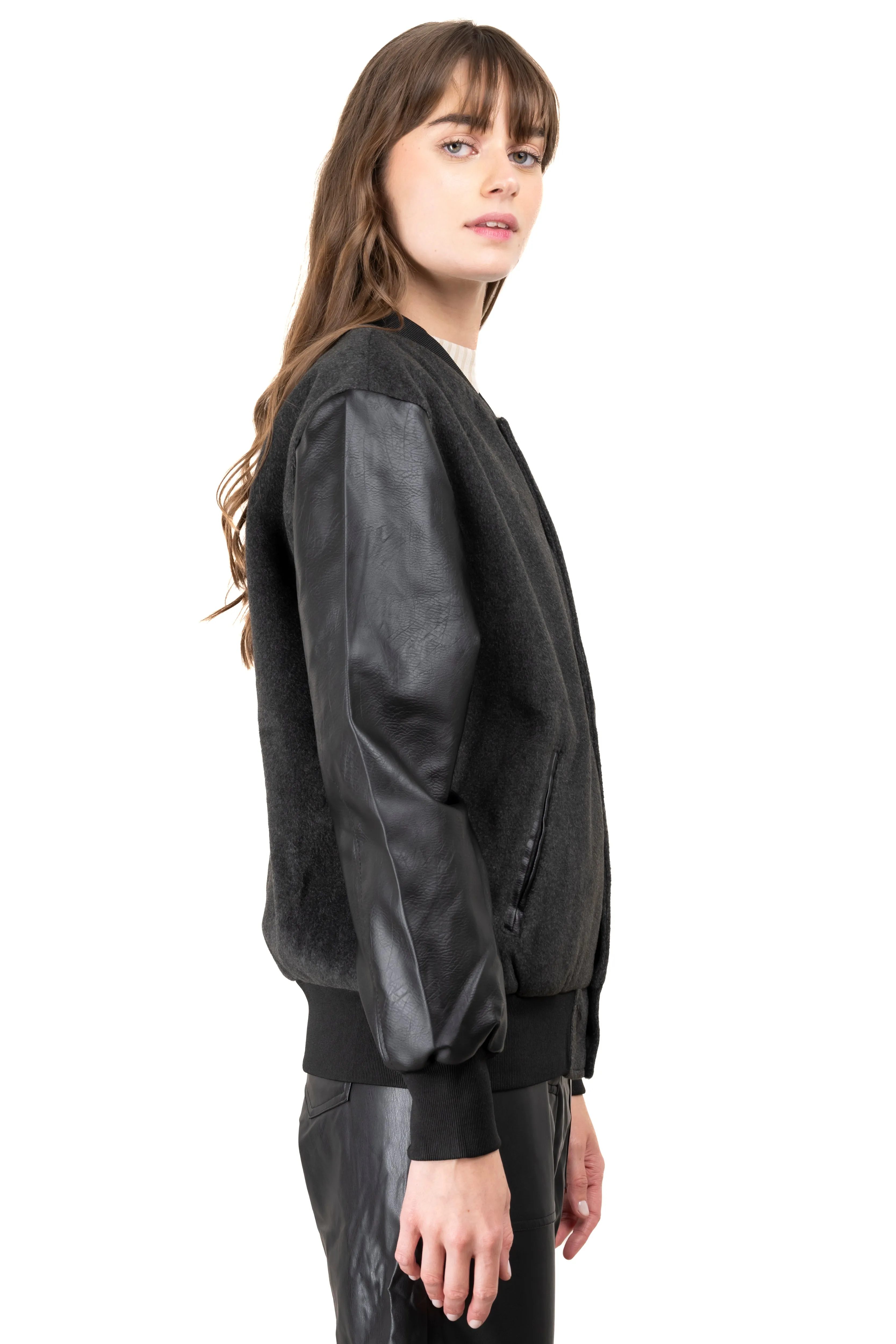 Chamarra bomber mangas efecto piel sold by Shasa product image thumbnail 3