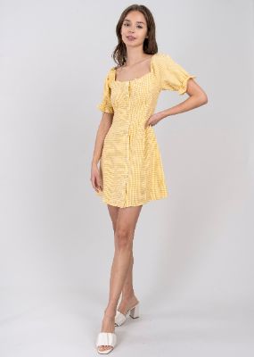 Vestido mini manga globo cuadros sold by Shasa