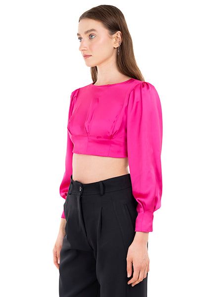 Blusa crop manga larga satín sold by Shasa product image thumbnail 3