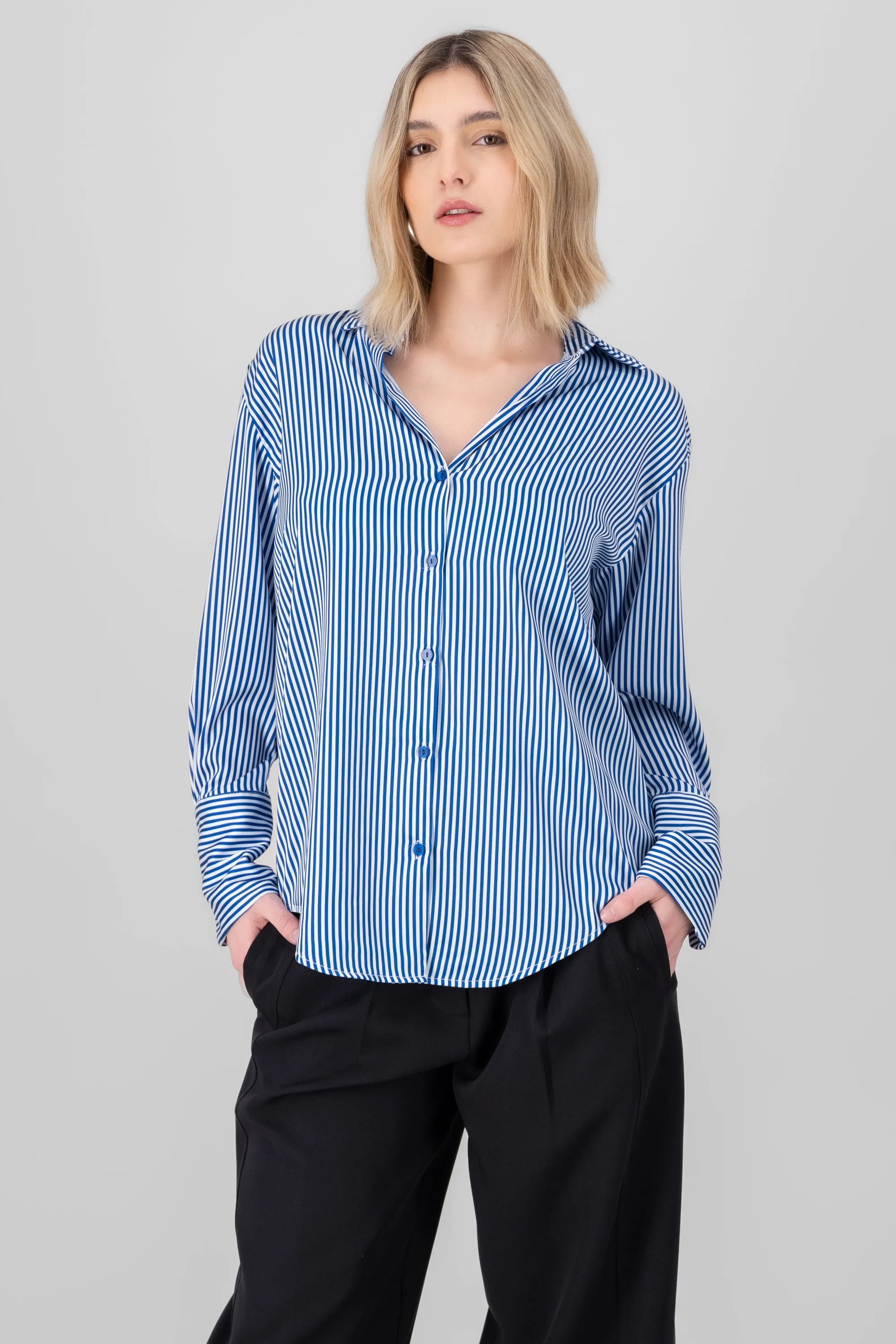 Blusa satin rayas manga larga Hypsters sold by Shasa