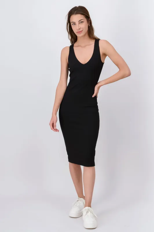Vestido Midi Acanalado Liso sold by Shasa
