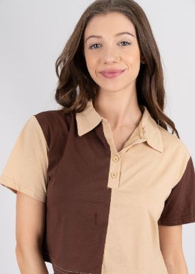 Top cuello polo bicolor sold by Shasa