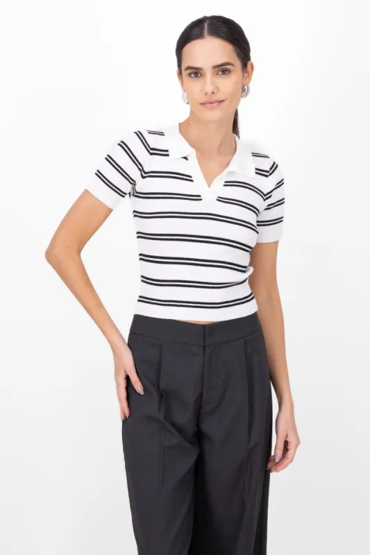 Top cuello polo rib rayas sold by Shasa