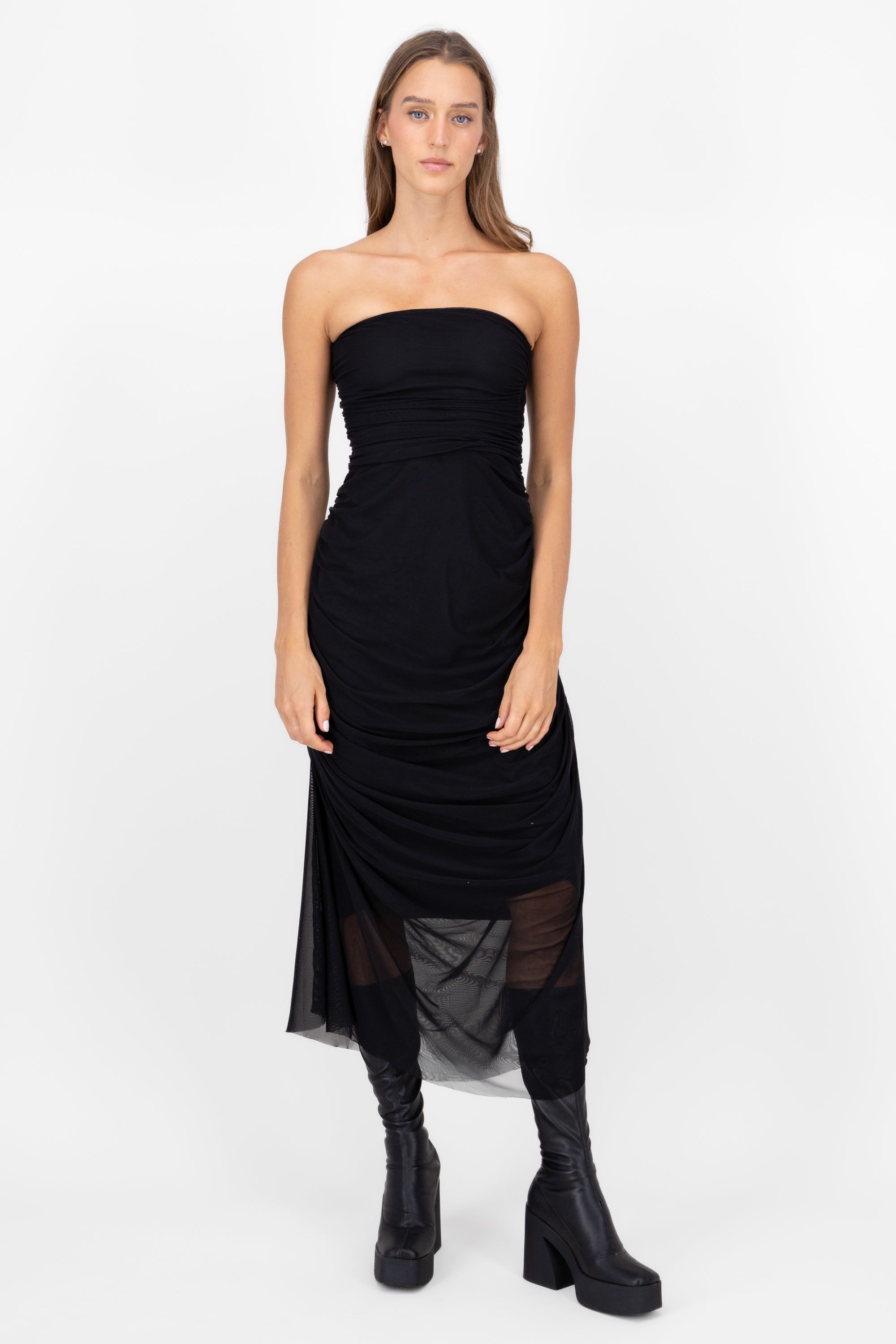 Maxi Vestido Liso Mesh Strapless sold by Shasa product image thumbnail 2