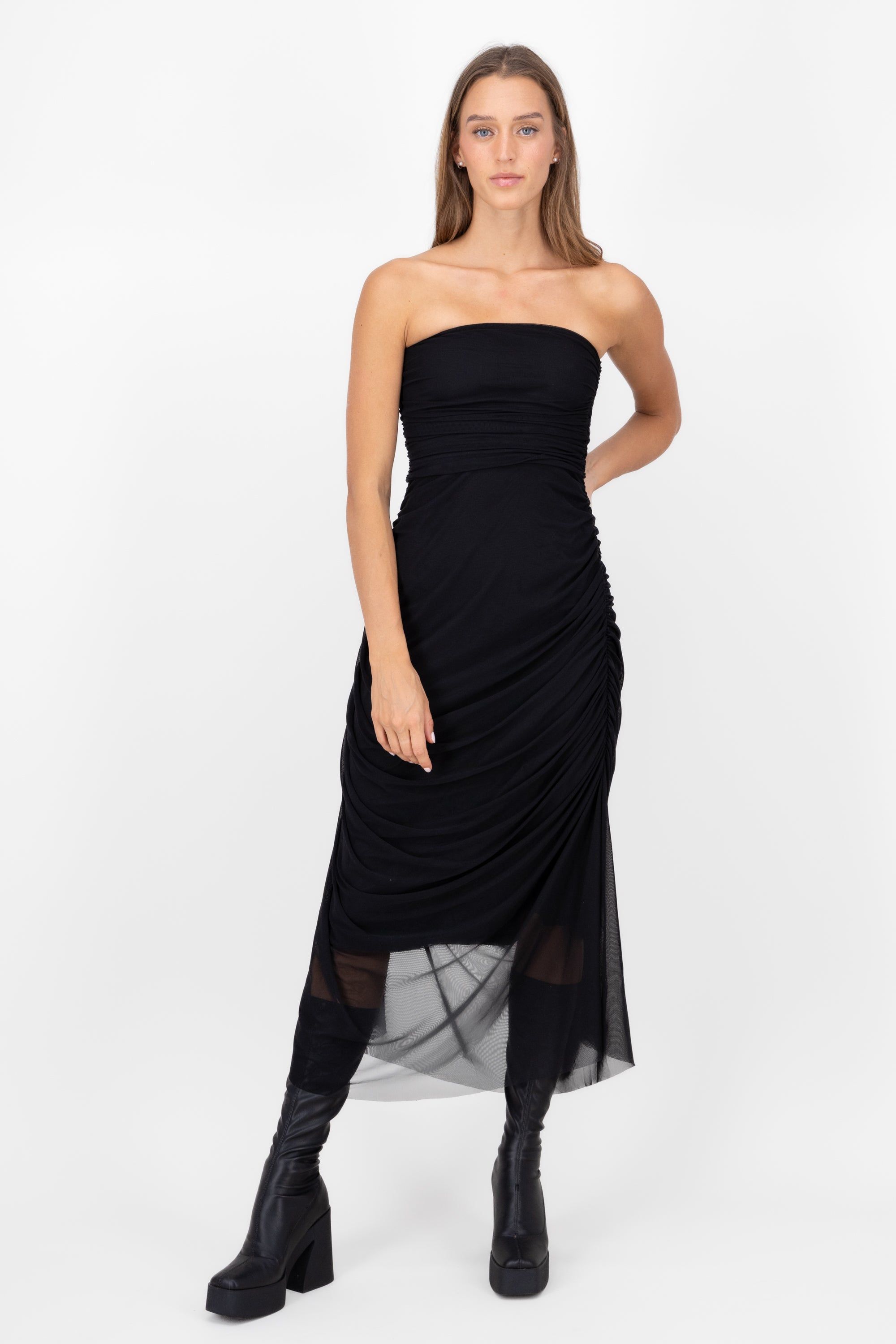 Maxi Vestido Liso Mesh Strapless sold by Shasa