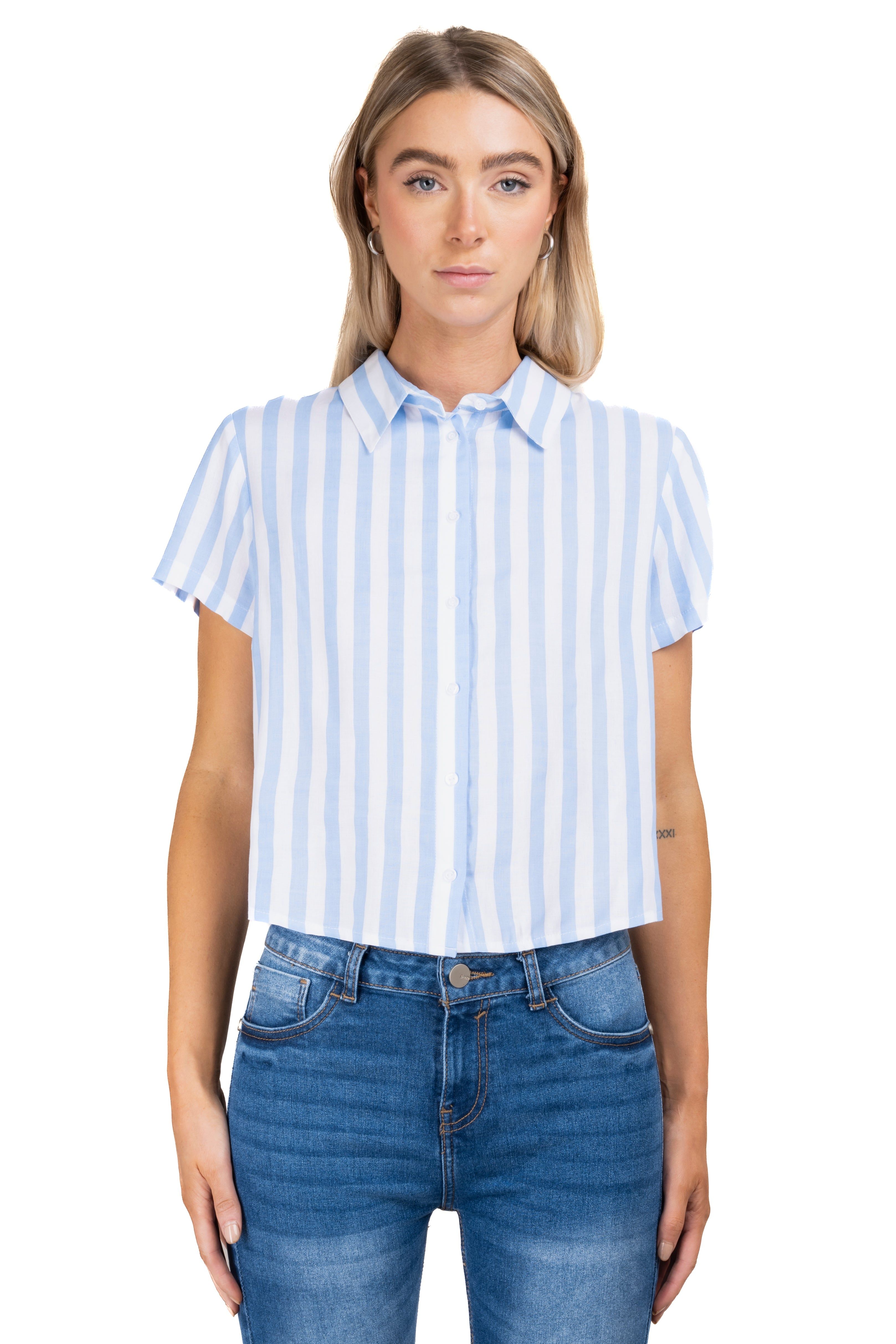 Camisa crop rayas nudo sold by Shasa