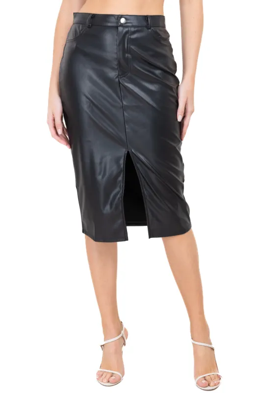 Falda midi efecto piel abertura sold by Shasa