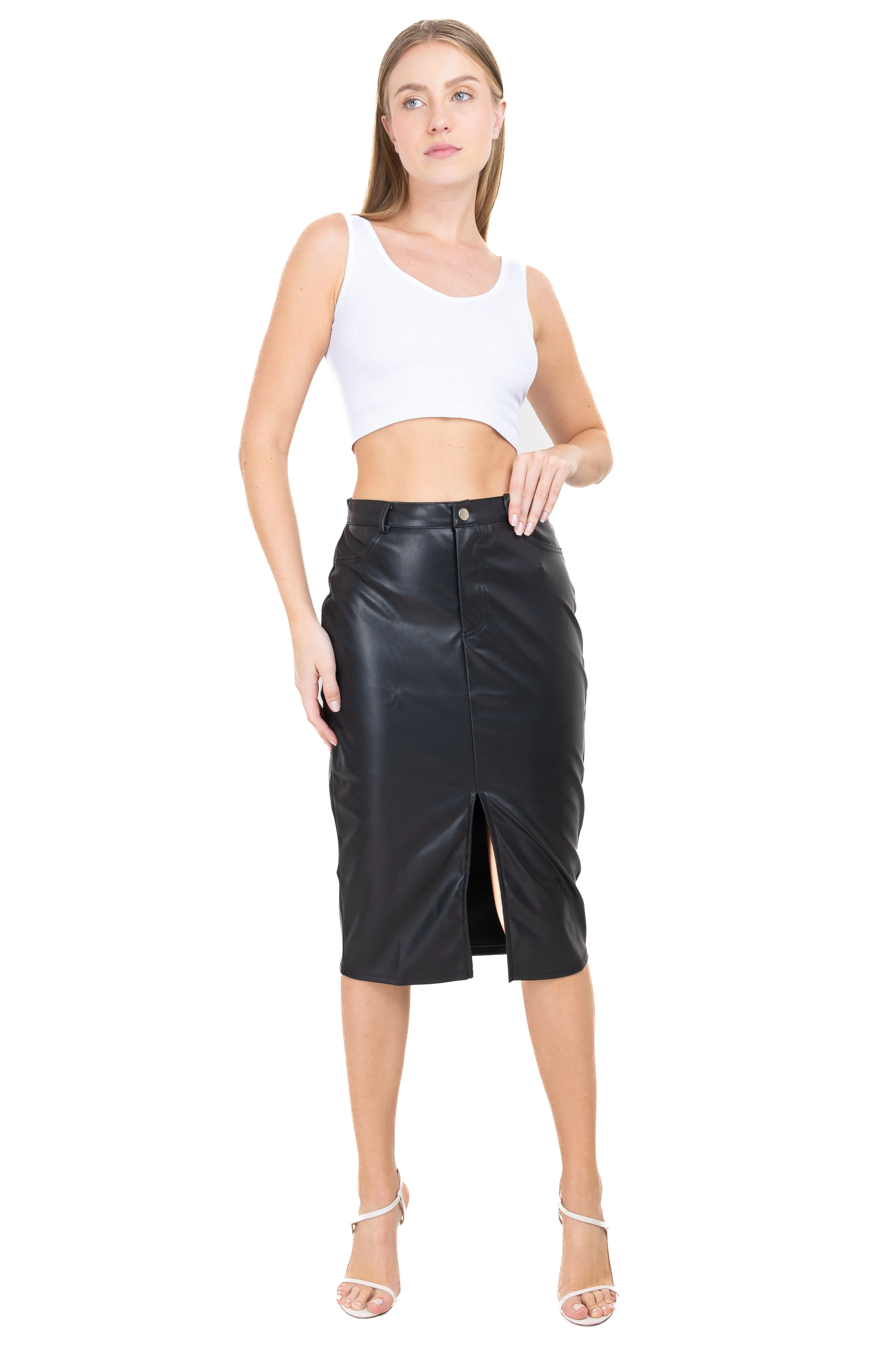 Falda midi efecto piel abertura sold by Shasa product image thumbnail 2