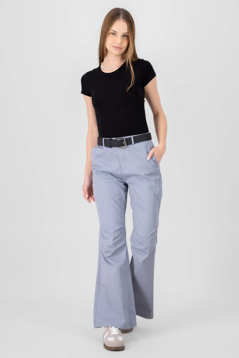 Pantalon amplio detalle franjas contraste main image 0