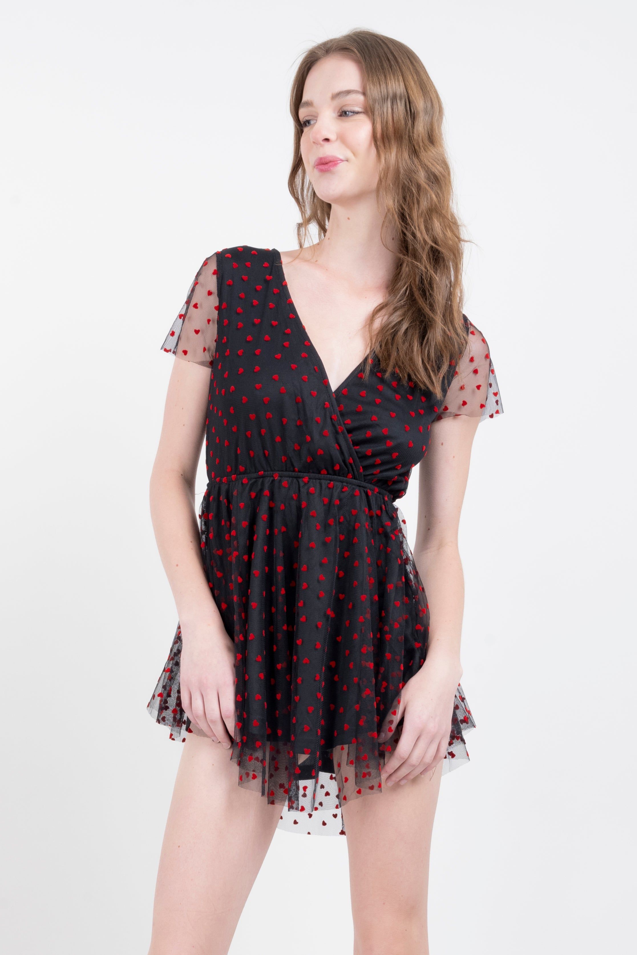 Vestido mini corazones flock sold by Shasa