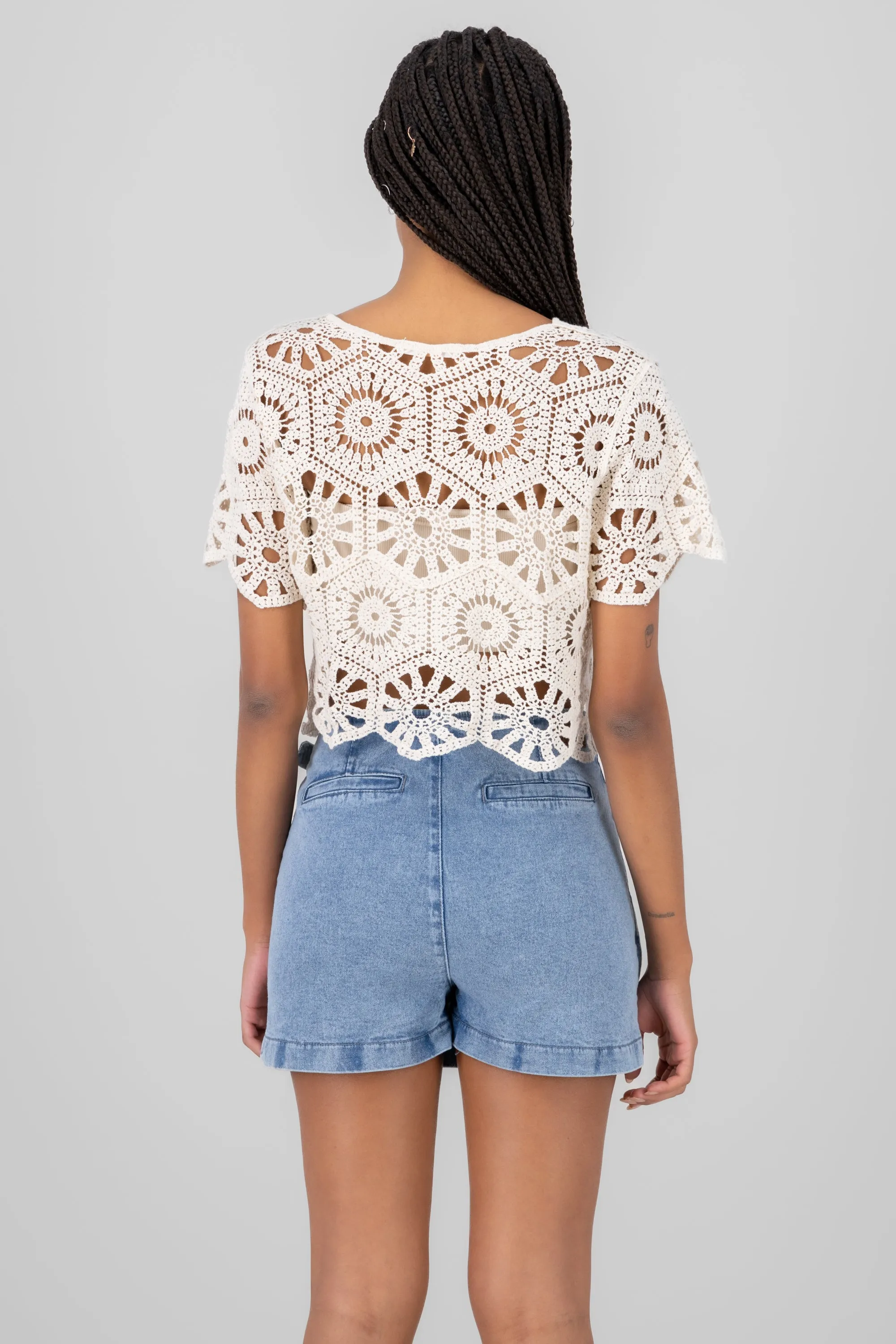Blusa manga corta tejido crochet sold by Shasa product image thumbnail 4