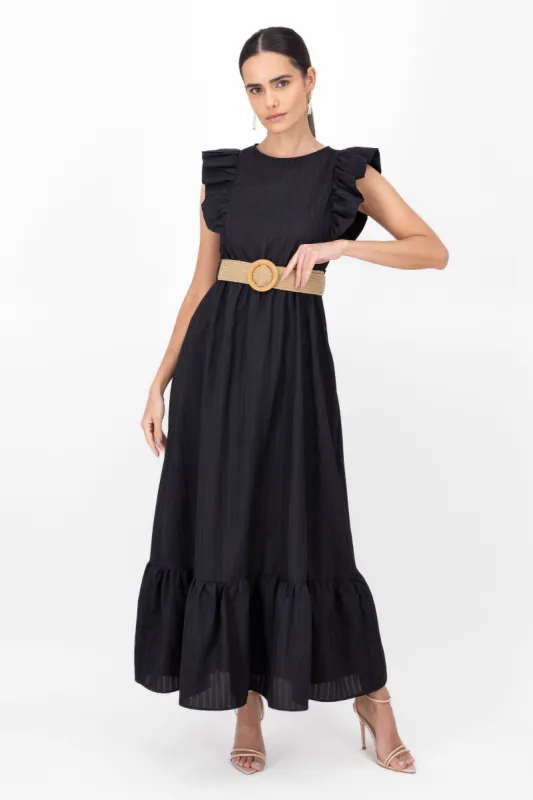Vestido maxi lino con cinturon tejido Hypsters sold by Shasa
