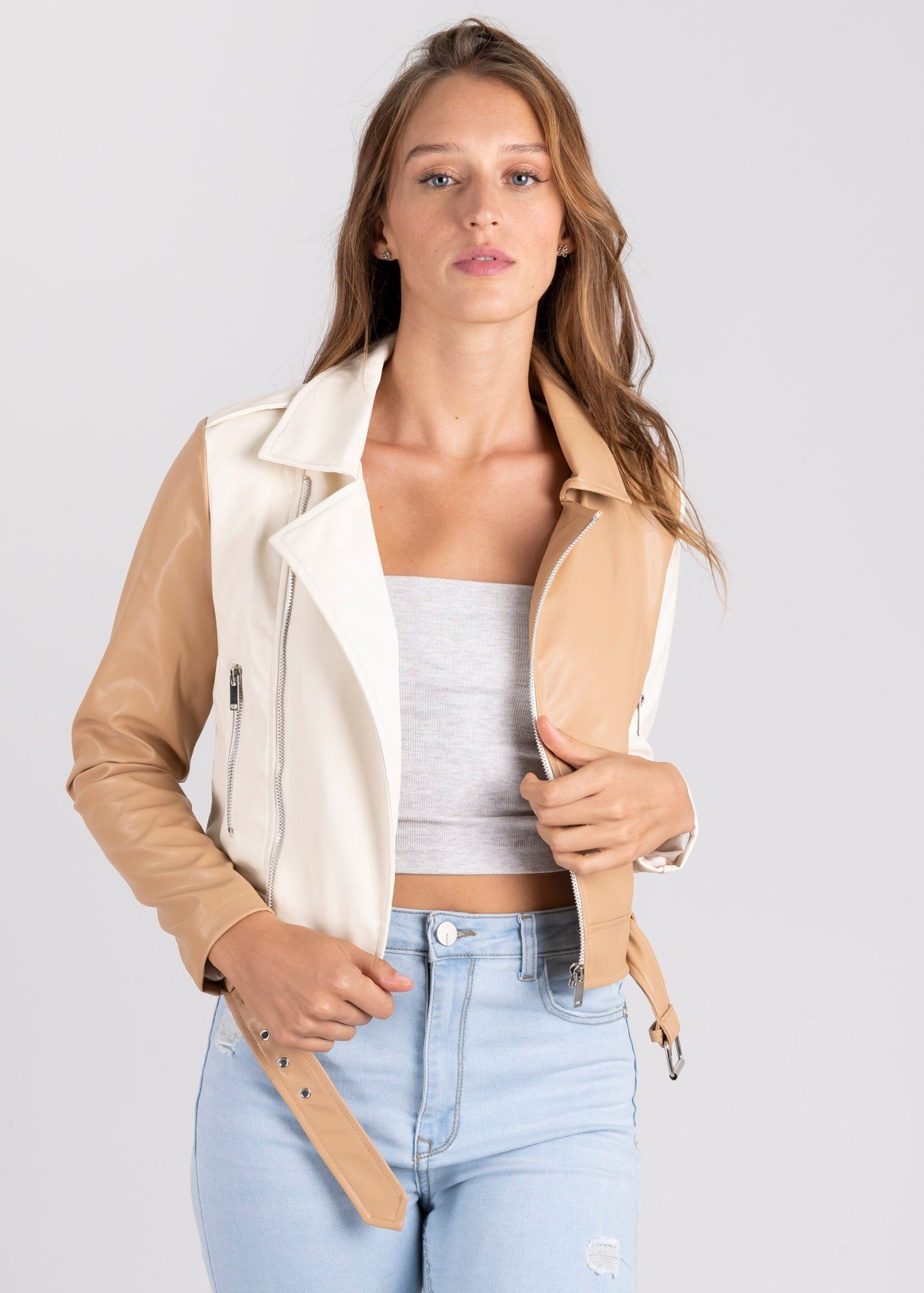 Chamarra biker efecto piel bicolor sold by Shasa product image thumbnail 2