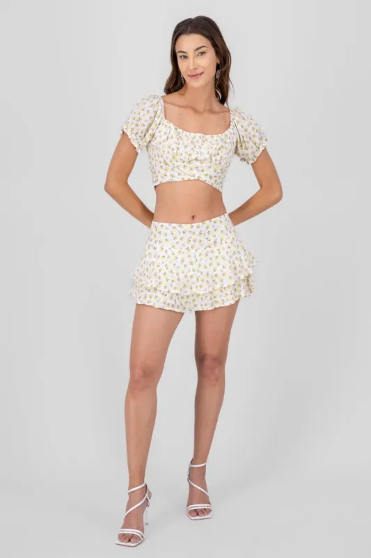 Mini falda doble olan estampado limones sold by Shasa