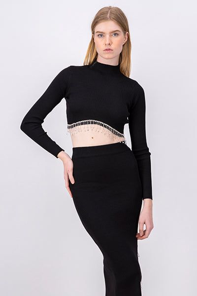 Top crop manga larga flecos brillos sold by Shasa