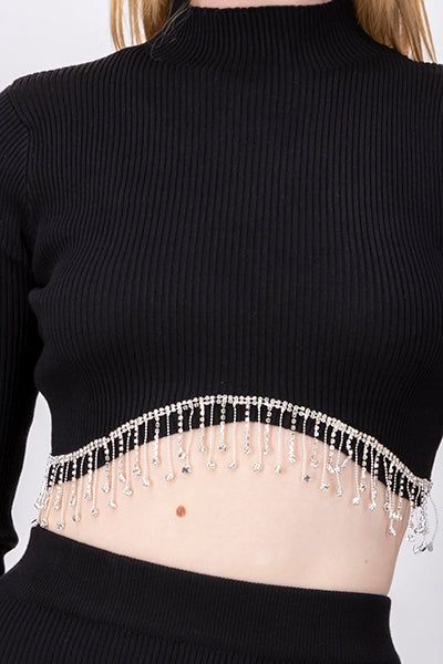 Top crop manga larga flecos brillos sold by Shasa product image thumbnail 5