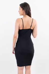 Vestido midi liso escote drapeado sold by Shasa
