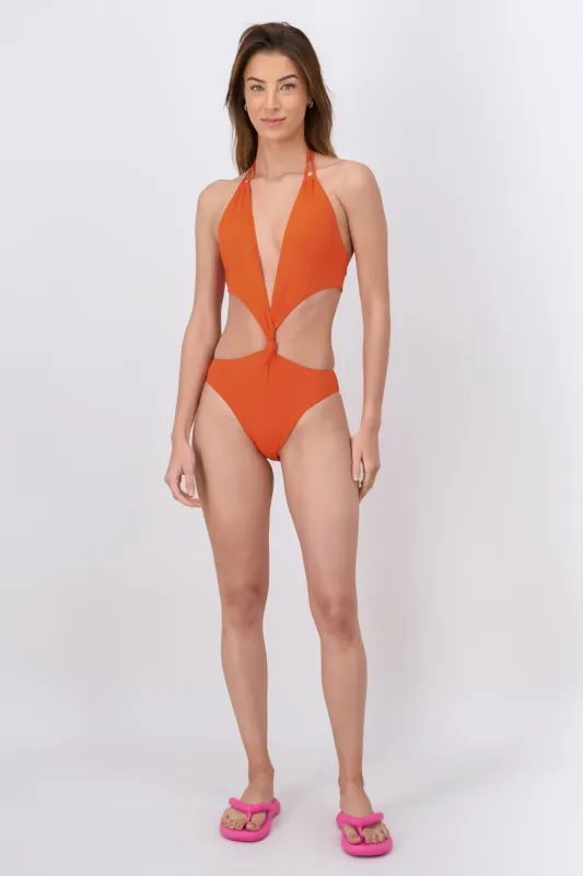 Traje De Baño Con Nudo En Cintura Y Corte sold by Shasa