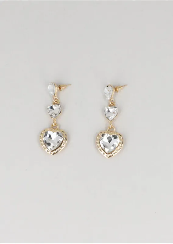 Aretes Triple Corazon Cristal sold by Shasa