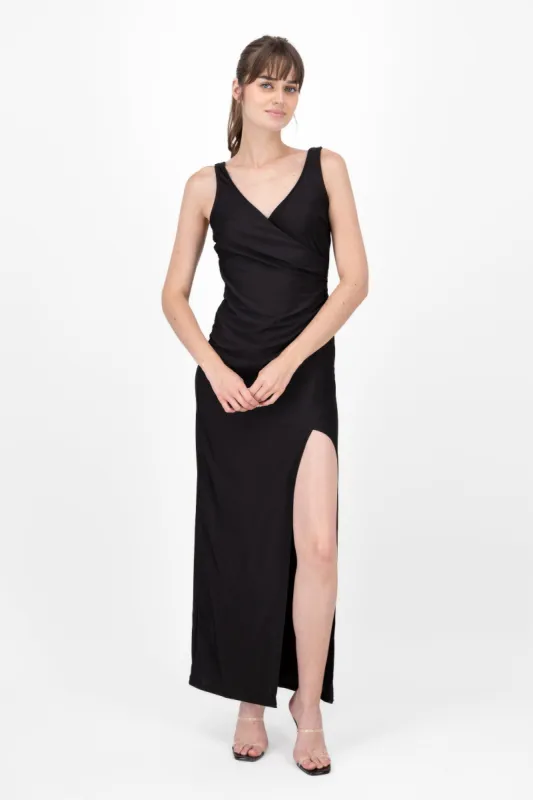 Vestido maxi satin drapeado sold by Shasa