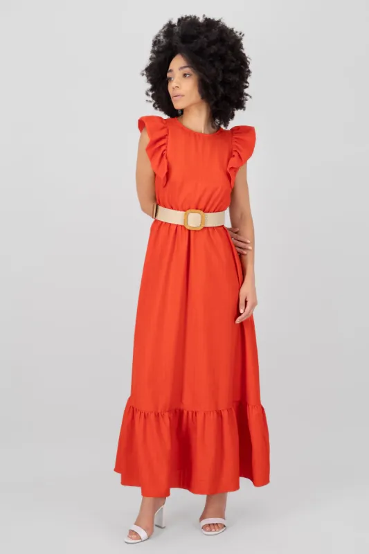 Vestido maxi lino con cinturon tejido Hypsters sold by Shasa