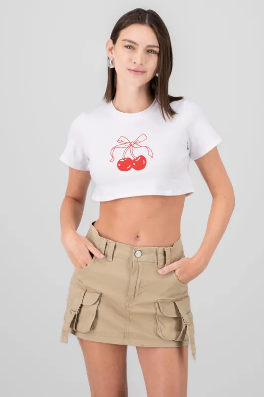 Playera con estampado de cereza sold by Shasa