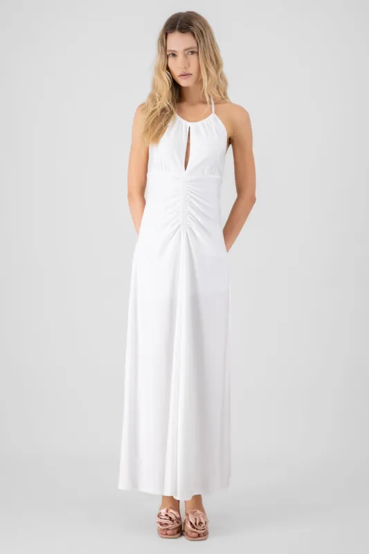 Vestido maxi halter detalle frunce sold by Shasa