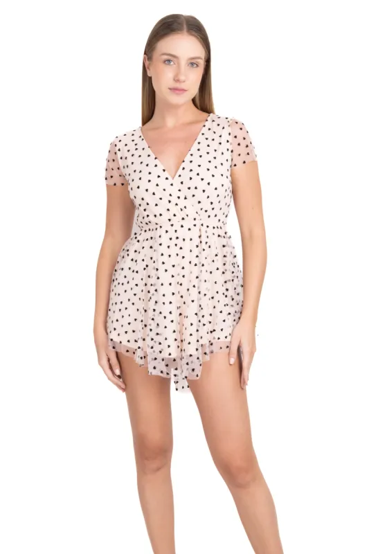 Vestido mini corazones flock sold by Shasa