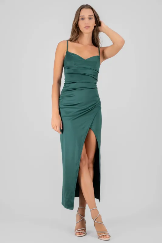 Vestido maxi liso satin sold by Shasa