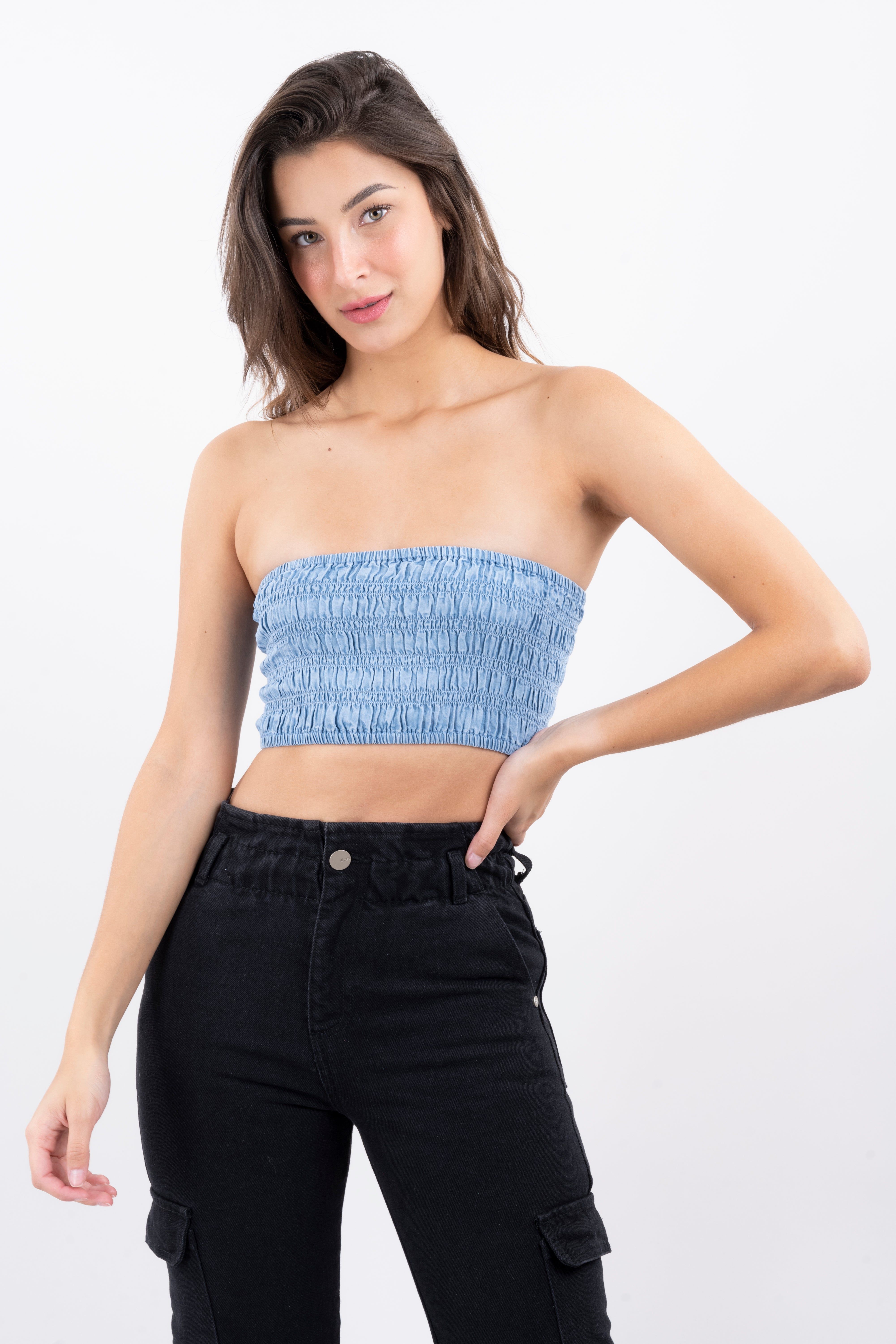 Top bandeau denim fruncido sold by Shasa product image thumbnail 5