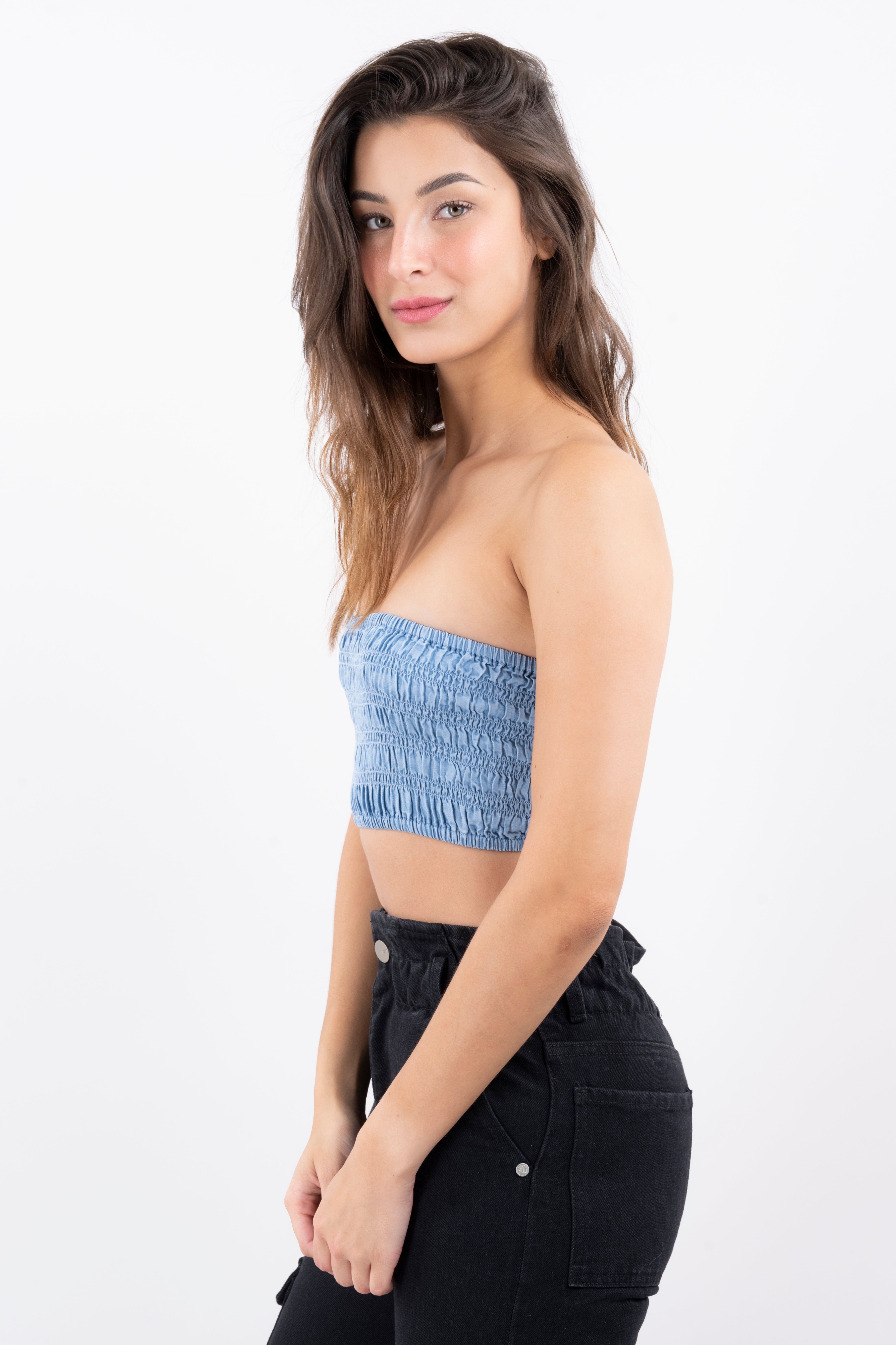 Top bandeau denim fruncido sold by Shasa product image thumbnail 3