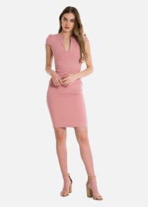 Vestido midi liso cuello v sold by Shasa