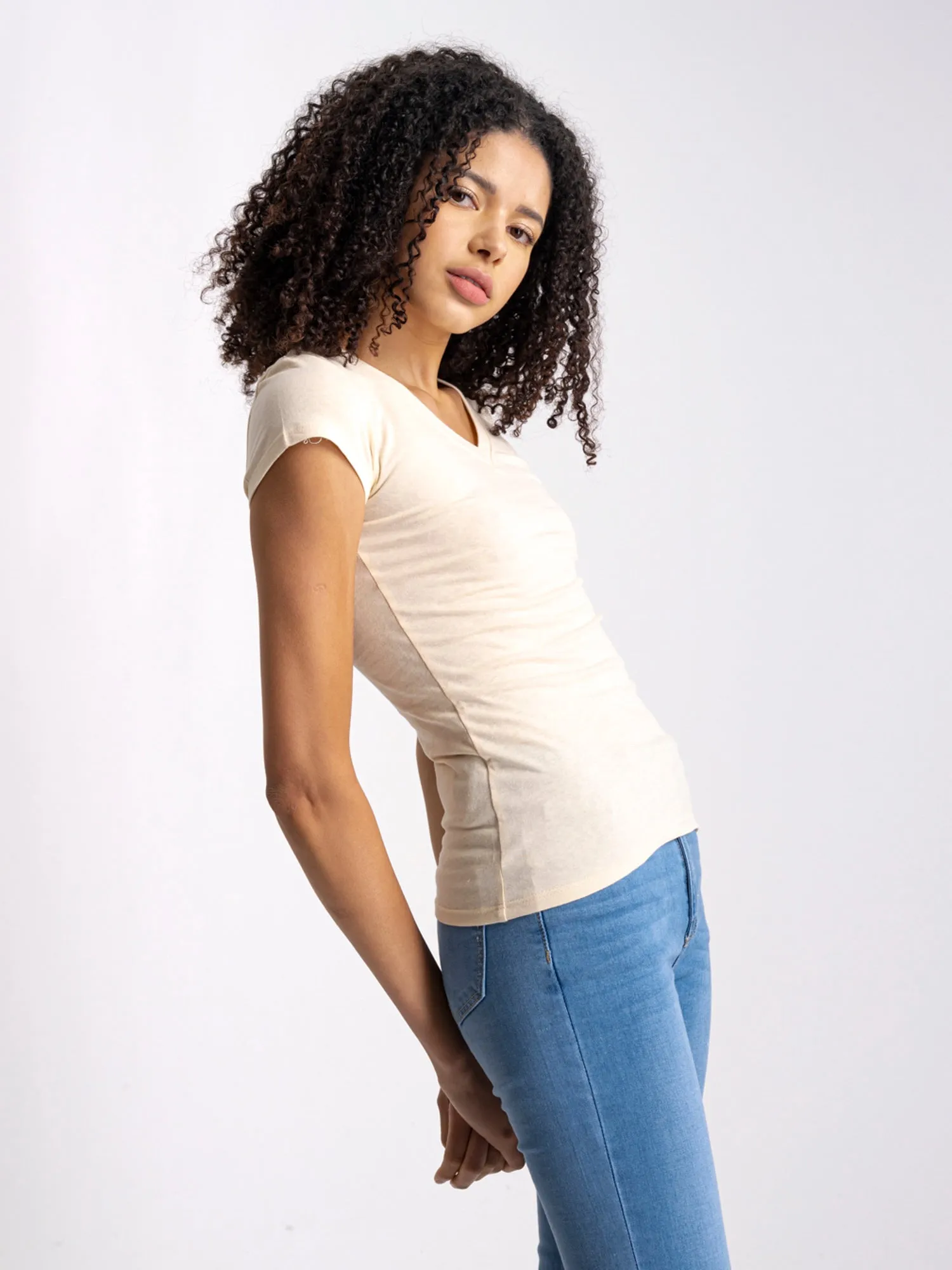 Blusa manga corta cuello v sold by Shasa