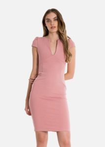 Vestido midi liso cuello v sold by Shasa