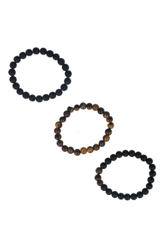 Set 3 pulseras cuentas textura sold by Shasa